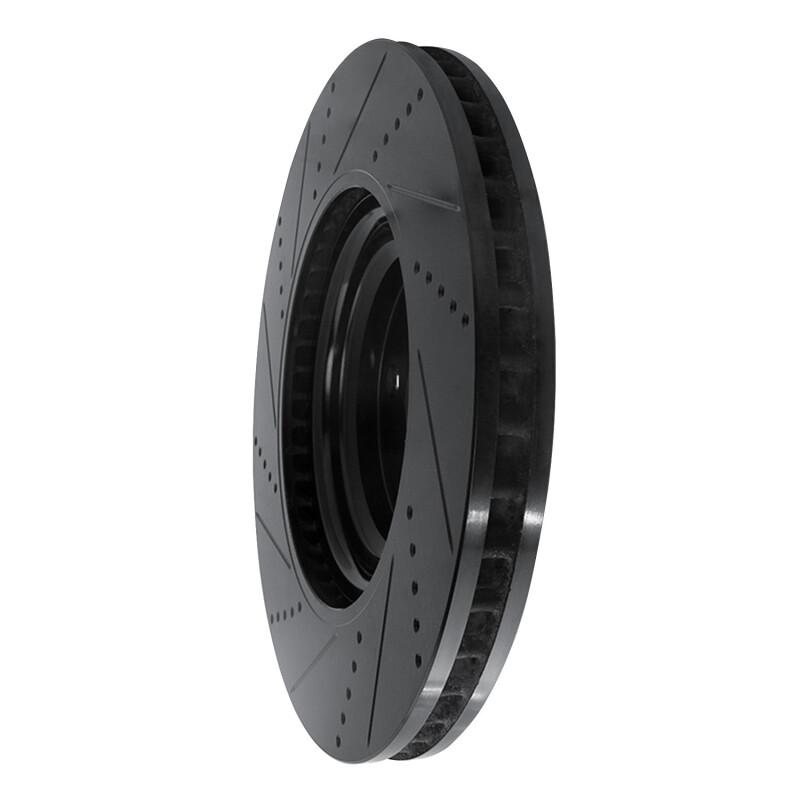 Lexus LS460 Brake Rotor (1) - Front Left - R1 Concepts - Drilled & Slotted - Black - `10-`17